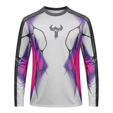MTB Forge Silver Purple Armor Long Sleeve Mountain Bike Jersey – Front View Mockup