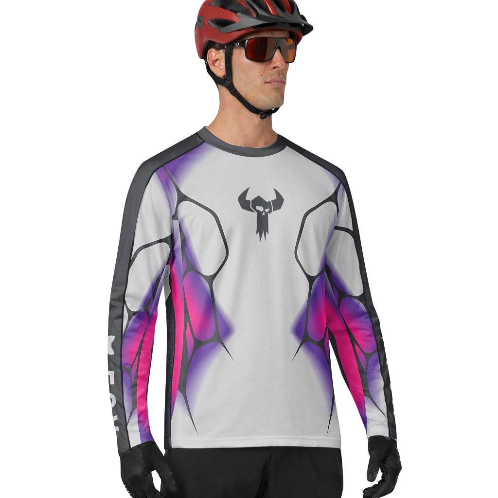 MTB Forge Silver Purple Armor Long Sleeve Mountain Bike Jersey – Lifestyle View