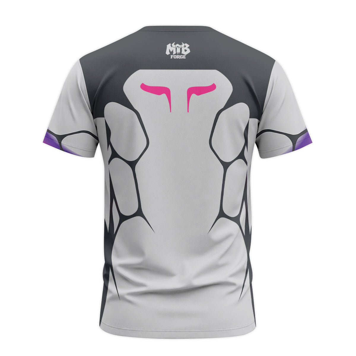 MTB Forge Silver Purple Armor Short Sleeve Mountain Bike Jersey – Back View Mockup