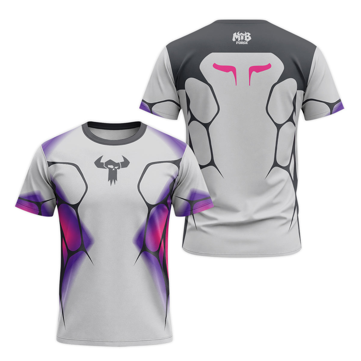 MTB Forge Silver Purple Armor Short Sleeve Mountain Bike Jersey – Front and Back View