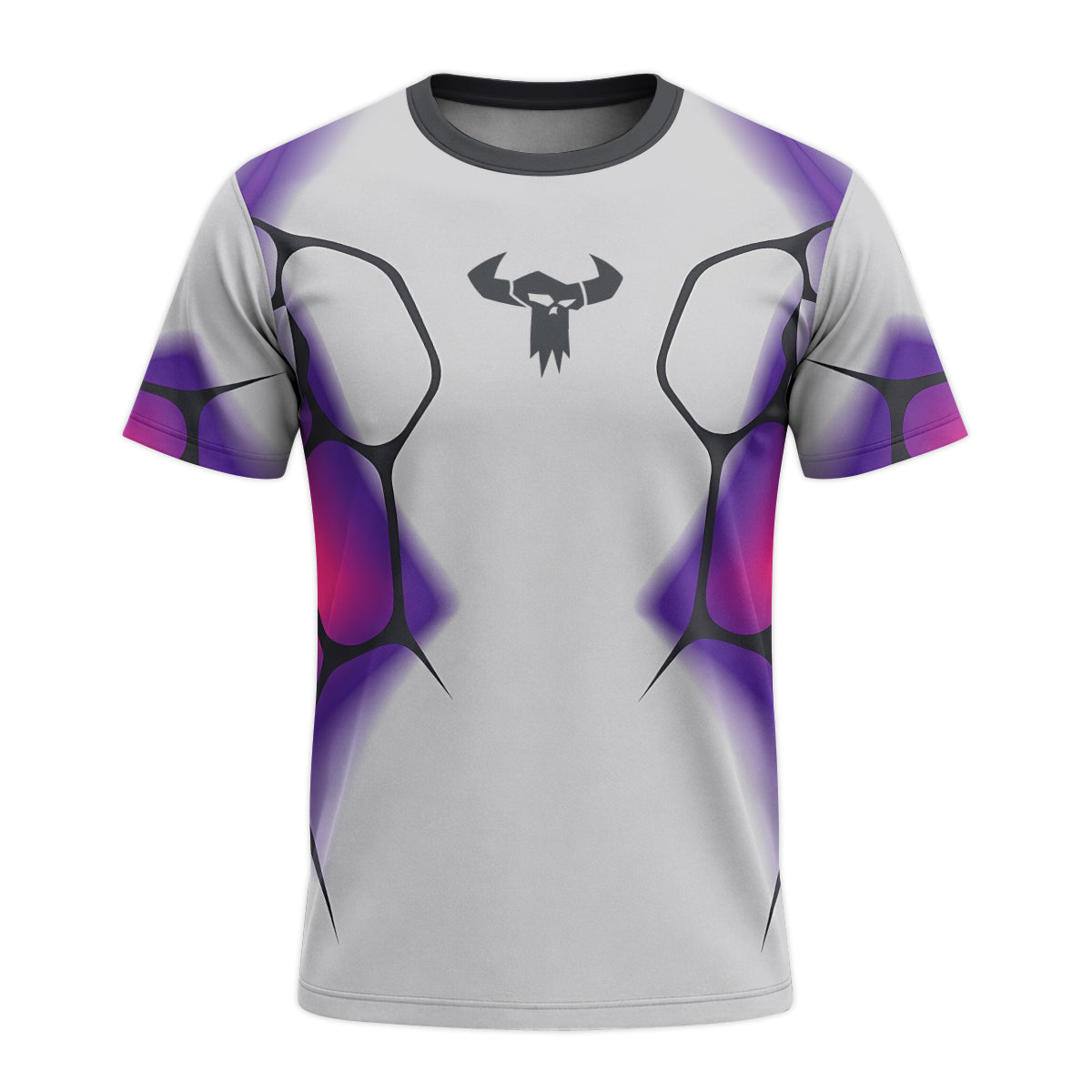 MTB Forge Silver Purple Armor Youth Short Sleeve Mountain Bike Jersey – Front View Mockup