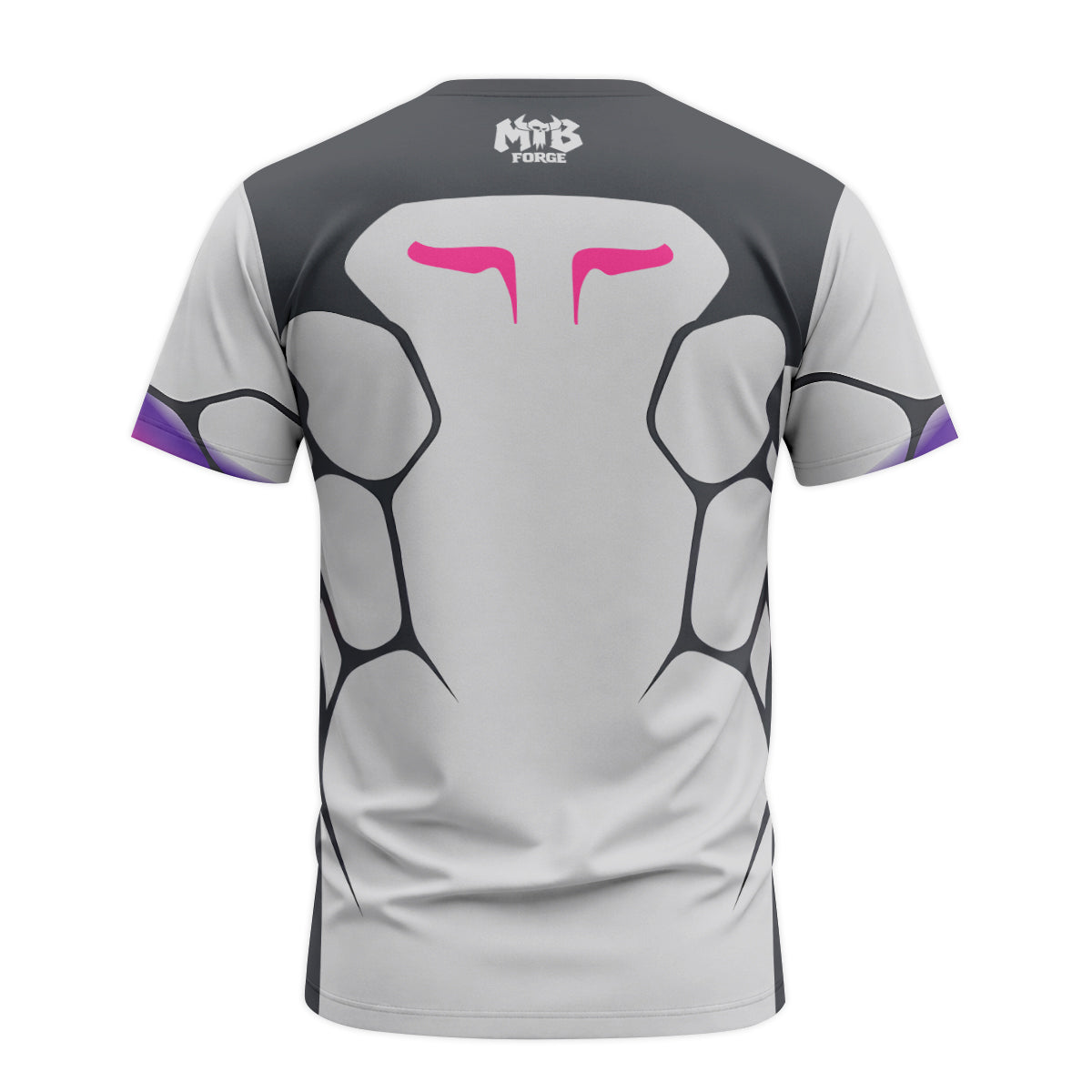 MTB Forge Silver Purple Armor Youth Short Sleeve Mountain Bike Jersey – Back View Mockup