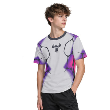 MTB Forge Silver Purple Armor Youth Short Sleeve Mountain Bike Jersey – Boy Lifestyle View
