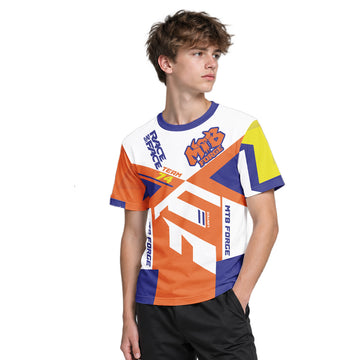 MTB Forge Team 74 Orange Blue Youth Short Sleeve Mountain Bike Jersey – Boy Lifestyle View