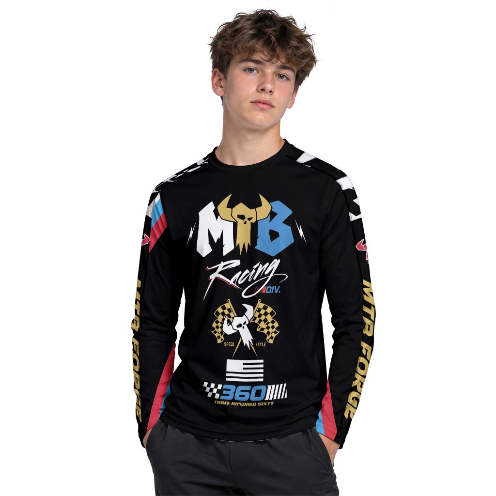 MTB Racing 360 Black Gold Youth Long Sleeve Motocross Jersey – Boy Lifestyle View