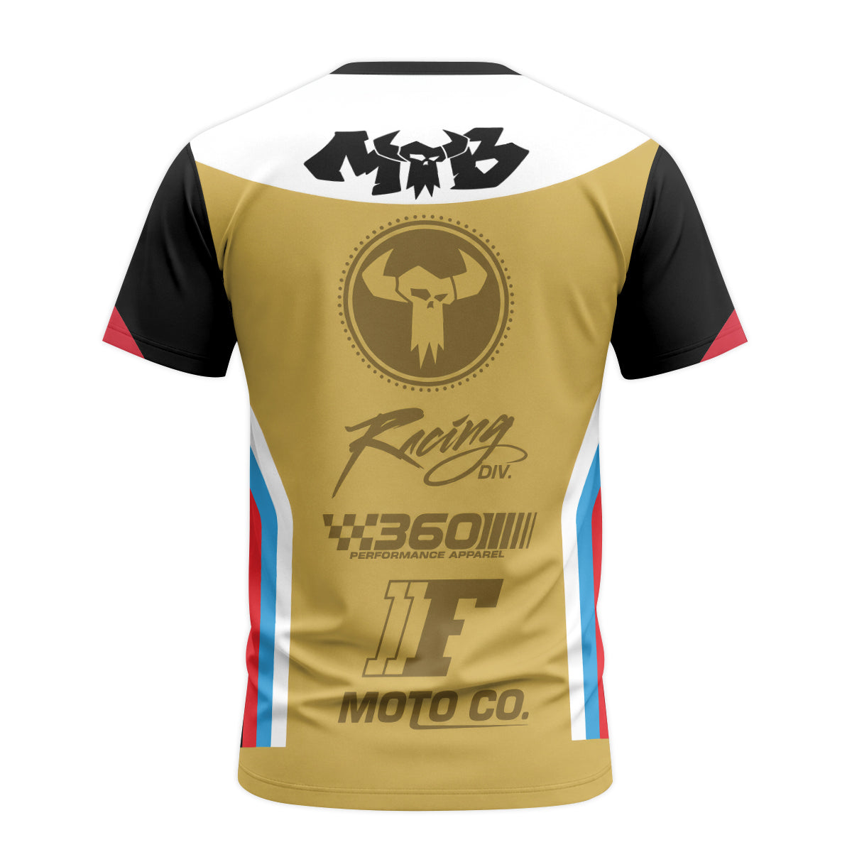 MTB Racing 360 Black Gold Youth Short Sleeve Motocross Jersey – Back View Mockup