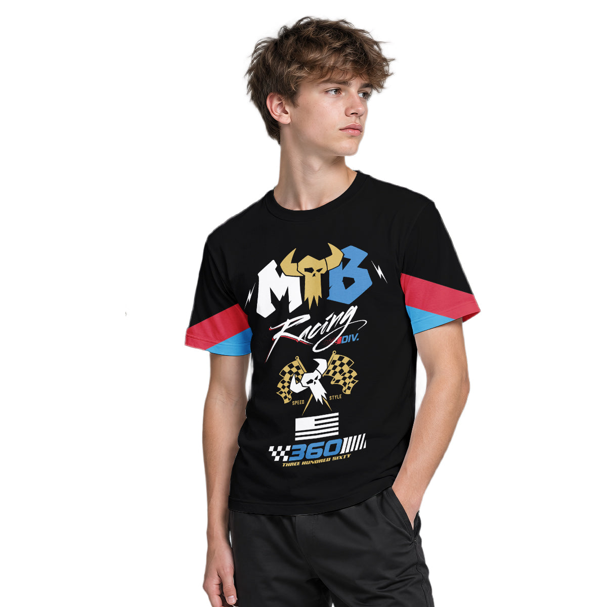 MTB Racing 360 Black Gold Youth Short Sleeve Motocross Jersey – Boy Lifestyle View