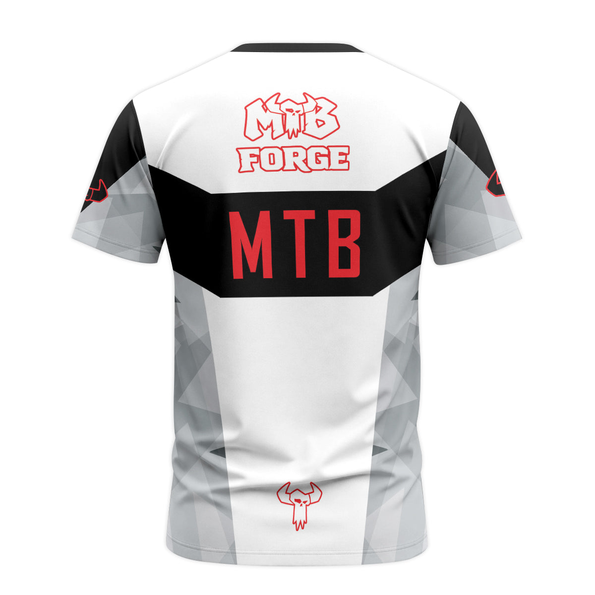 MTB Racing Black White Red Youth Short Sleeve Mountain Bike Jersey – Back View Mockup