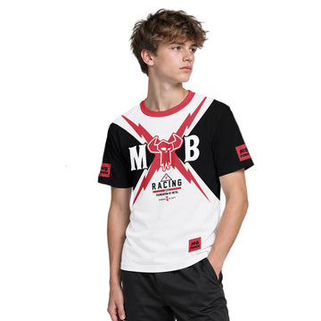 MTB Racing Red Black White Youth Short Sleeve Mountain Bike Jersey – Boy Lifestyle View