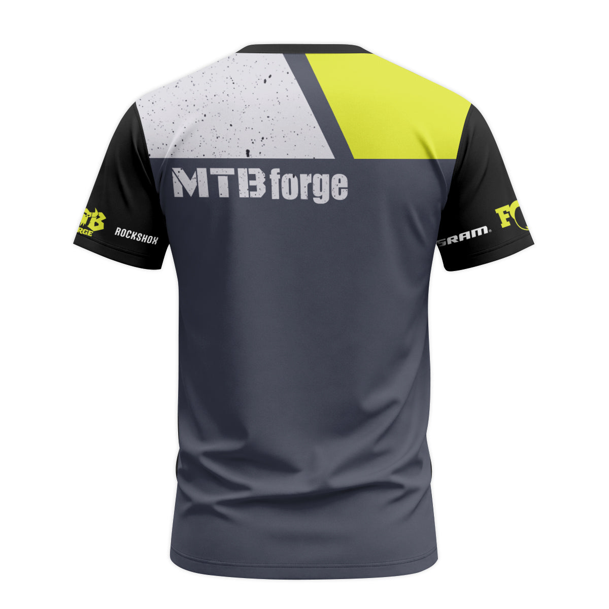 Neon Yellow Gray Short Sleeve Mountain Bike Jersey – Back View Mockup