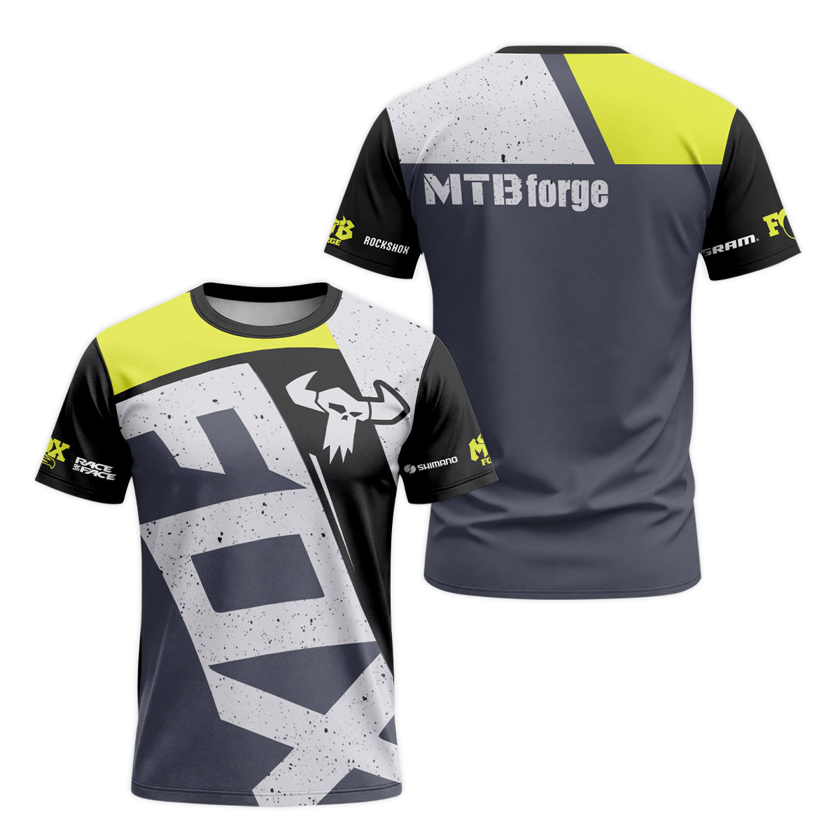 Neon Yellow Gray Short Sleeve Mountain Bike Jersey – Front and Back View