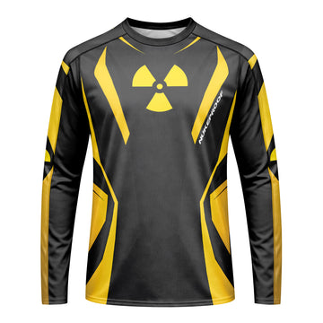 Nukeproof Black Yellow Long Sleeve Mountain Bike Jersey - front view mockup