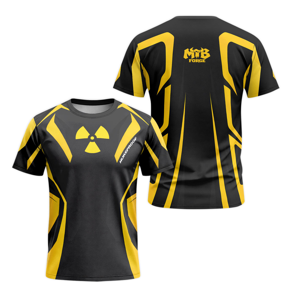Nukeproof Black Yellow Short Sleeve Mountain Bike Jersey - front and back view