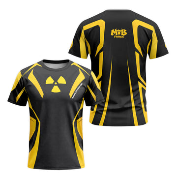 Nukeproof Black Yellow Short Sleeve Mountain Bike Jersey - front and back view