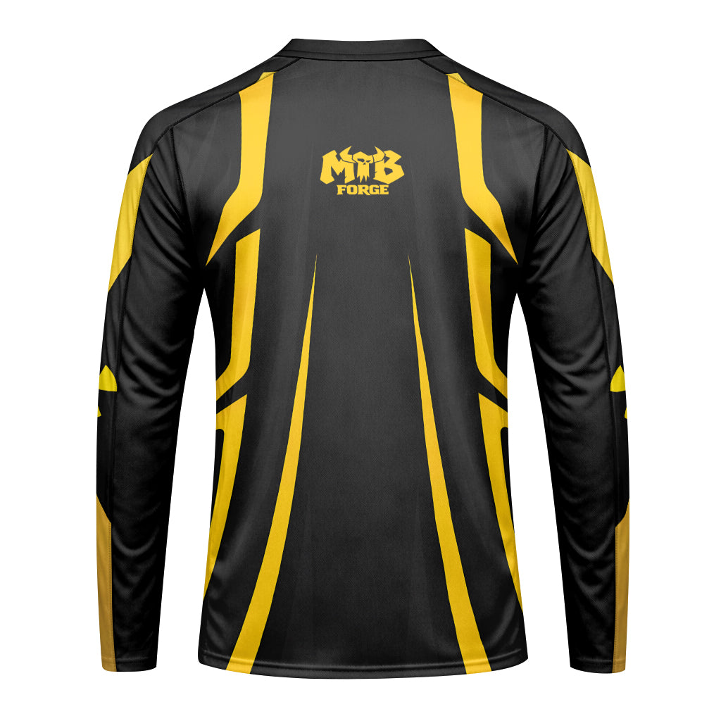 Nukeproof Black Yellow Youth Long Sleeve Mountain Bike Jersey – Back View Mockup