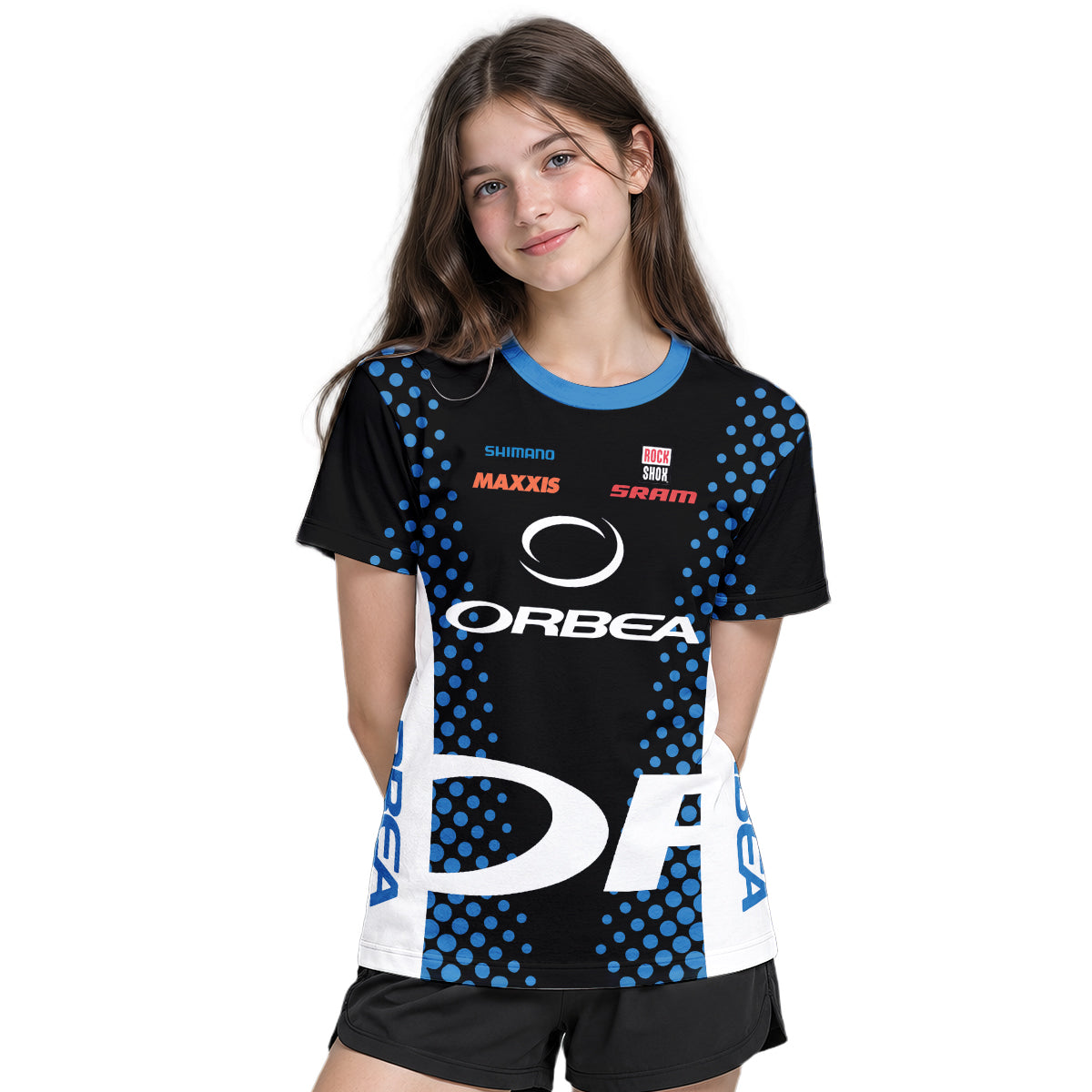 Orbea Factory Pulse Youth Short Sleeve Mountain Bike Jersey – Girl Lifestyle View