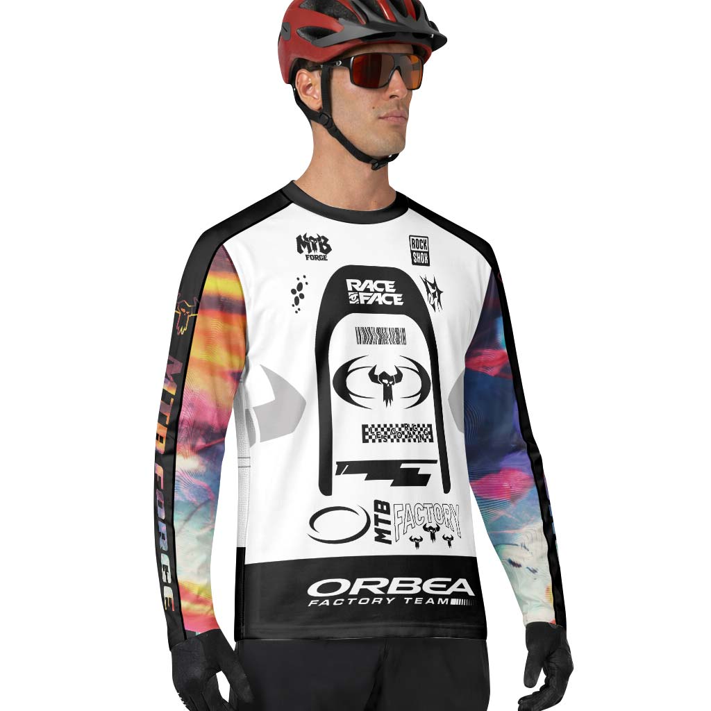 Orbea Factory Team Black White Long Sleeve Mountain Bike Jersey – Lifestyle View
