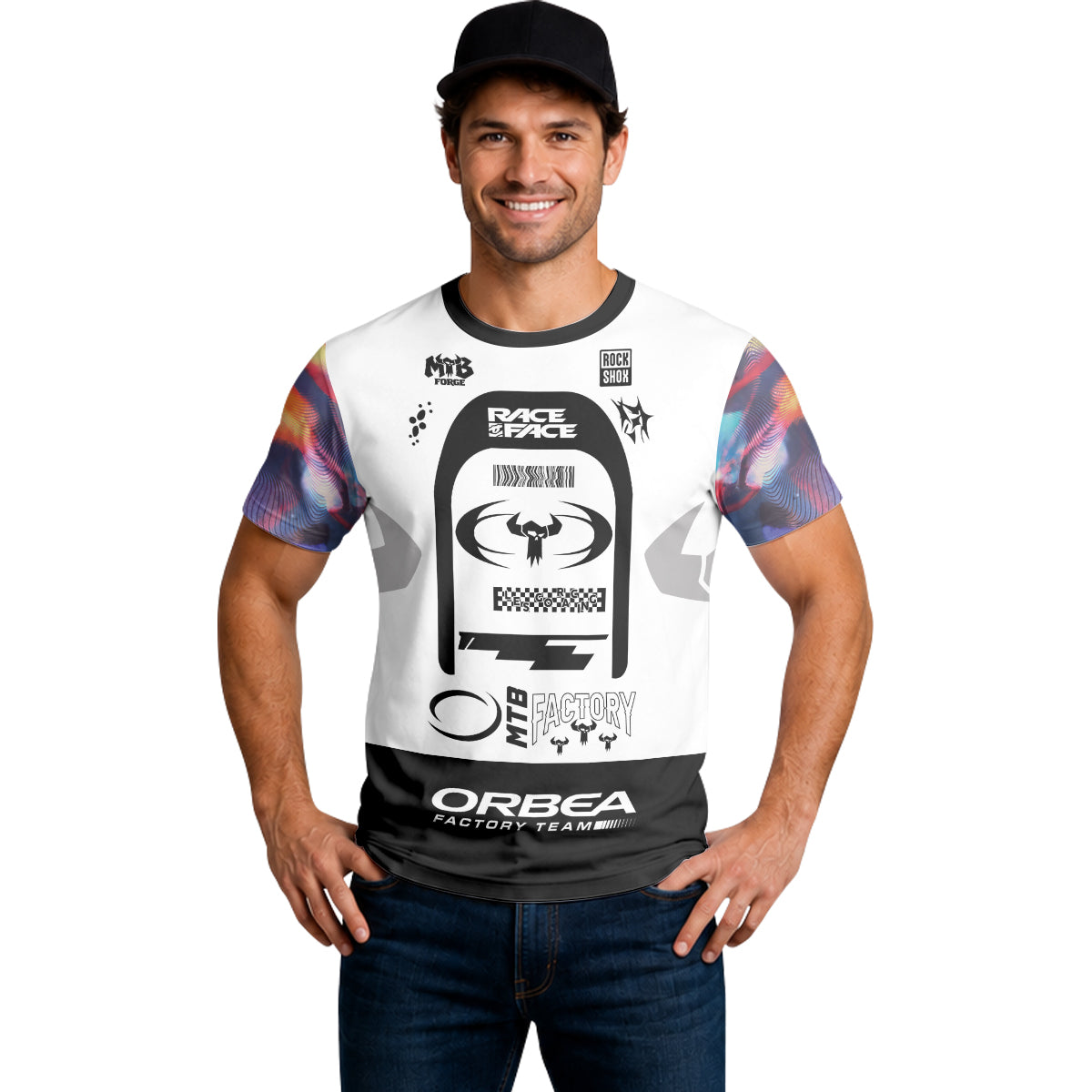 Orbea Factory Team Black White Short Sleeve Mountain Bike Jersey – Lifestyle View
