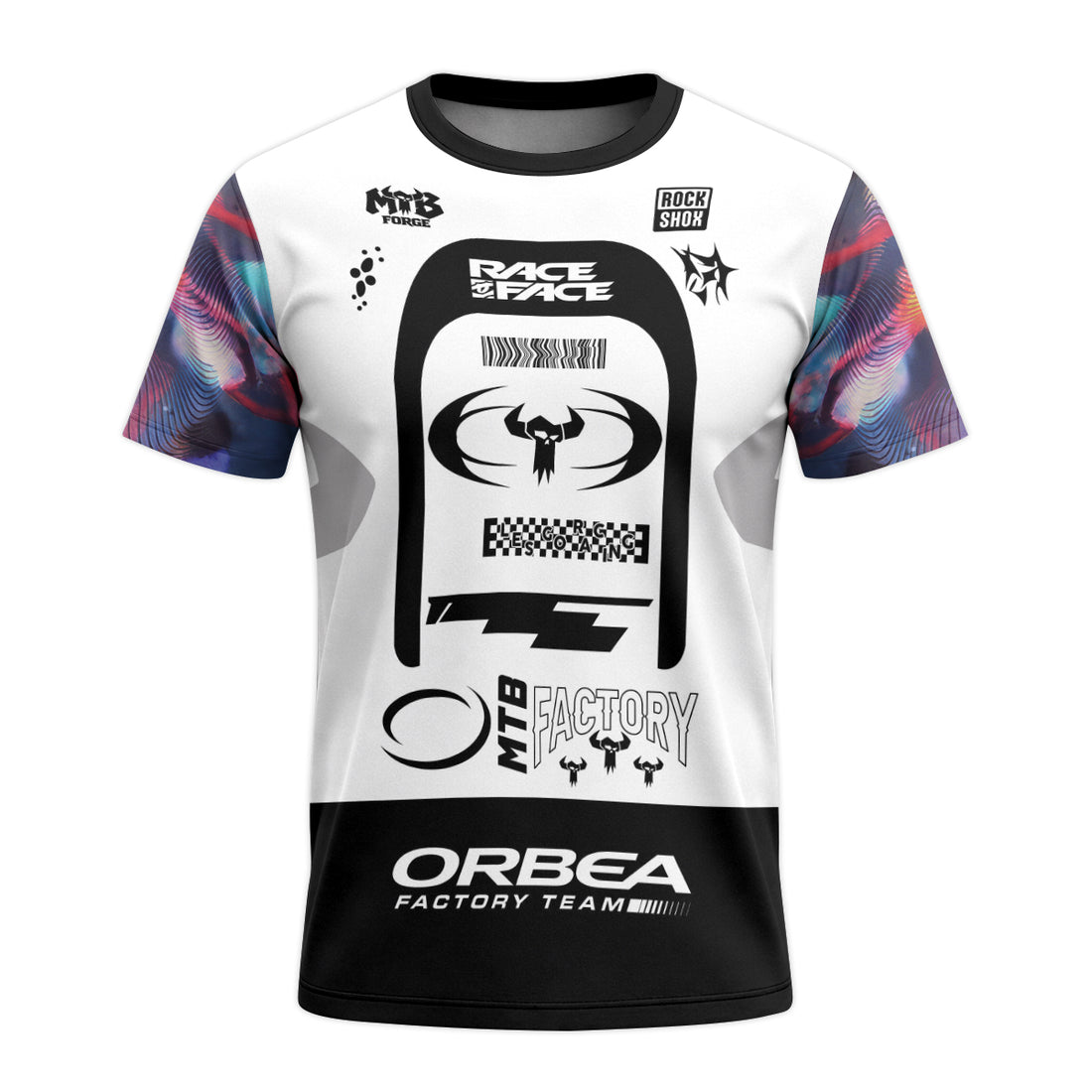 Orbea Factory Team Black White Short Sleeve Mountain Bike Jersey – Front and Back View