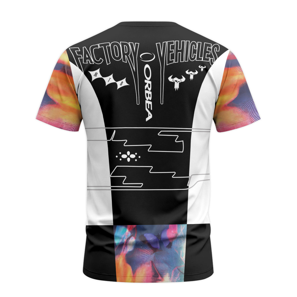 Orbea Factory Team Black White Short Sleeve Mountain Bike Jersey – Back View Mockup