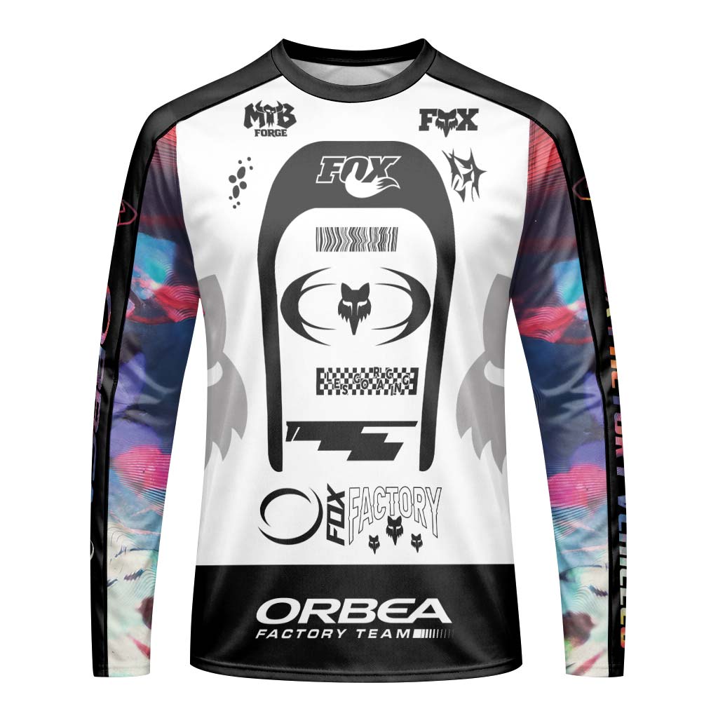 Orbea Fox Factory Prism Long Sleeve Mountain Bike Jersey - front view mockup