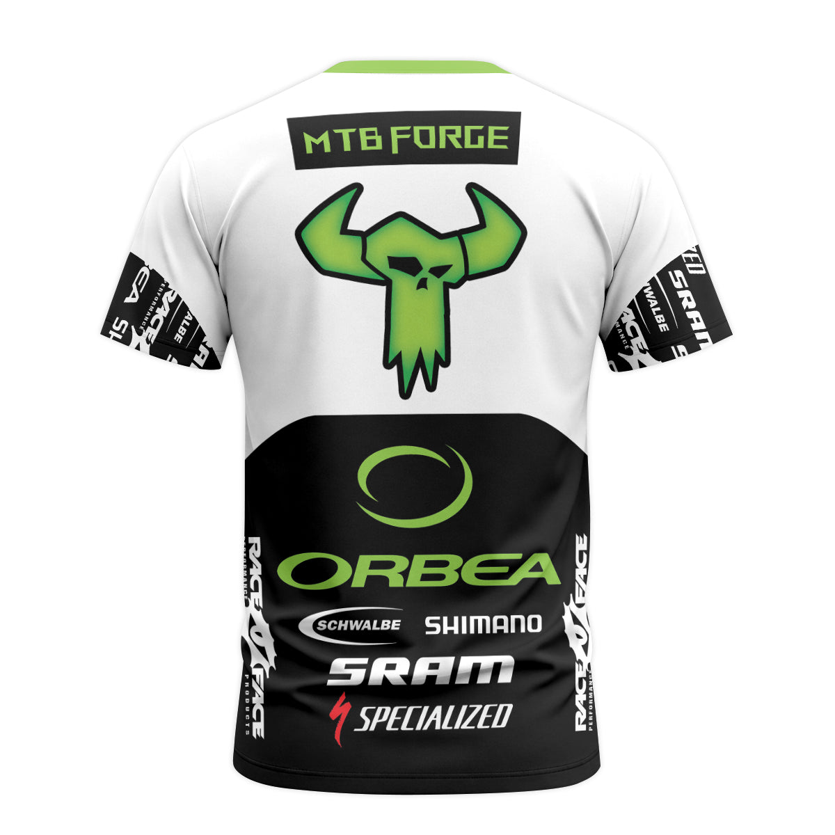 Orbea Skull Black White Green Short Sleeve Mountain Bike Jersey – Back View Mockup