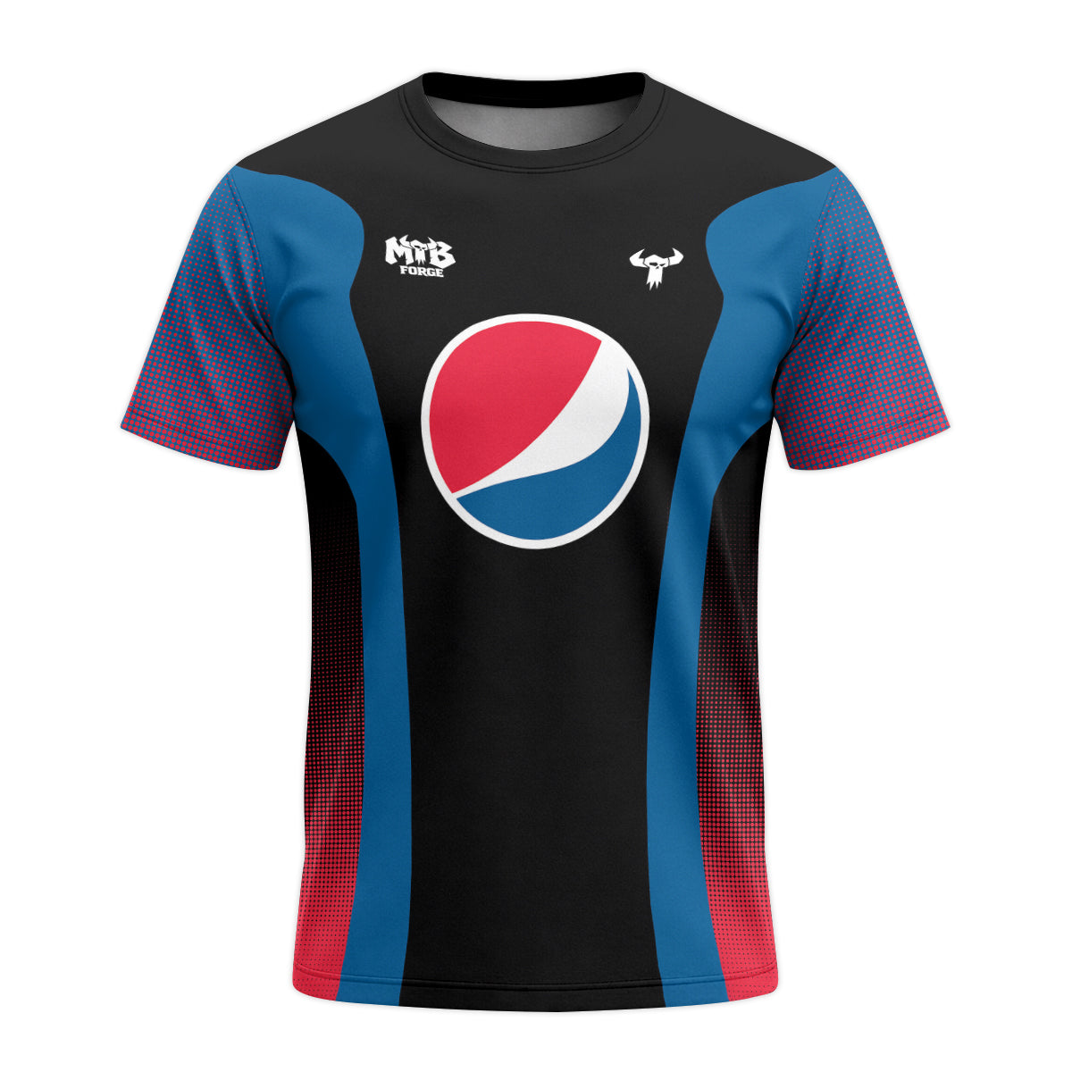 Pepsi Black Blue Red Factory Race Short Sleeve Mountain Bike Jersey – Front View Mockup