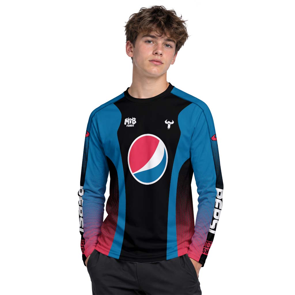 Pepsi Black Blue Red Factory Race Youth Long Sleeve Mountain Bike Jersey – Boy Lifestyle View