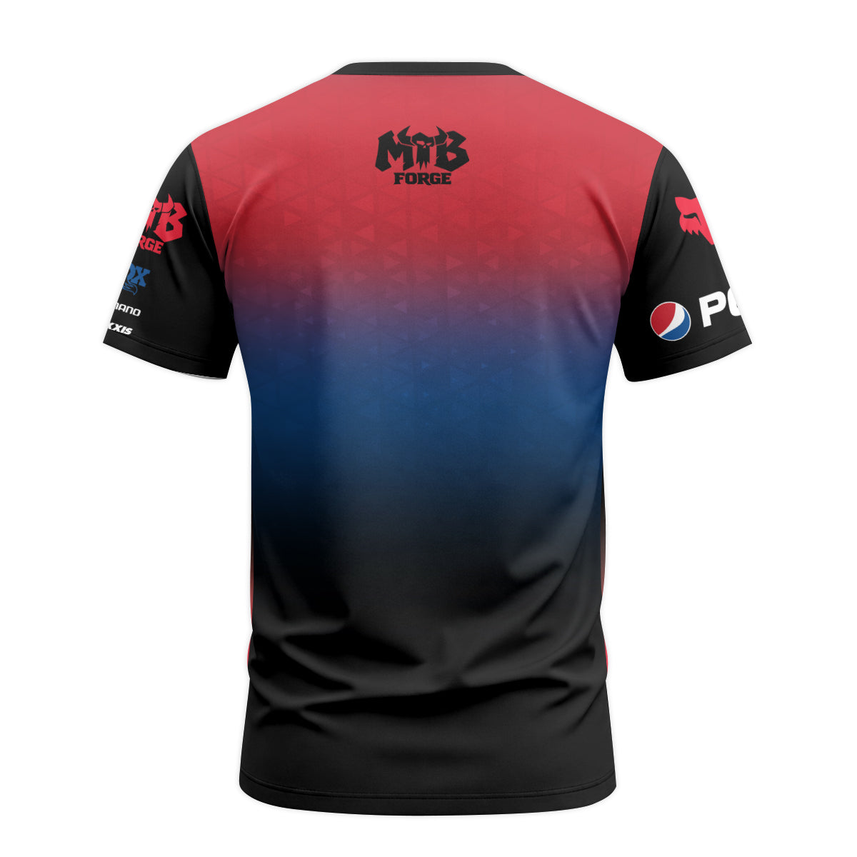 Pepsi Fox Black Blue Short Sleeve Mountain Bike Jersey - back view mockup