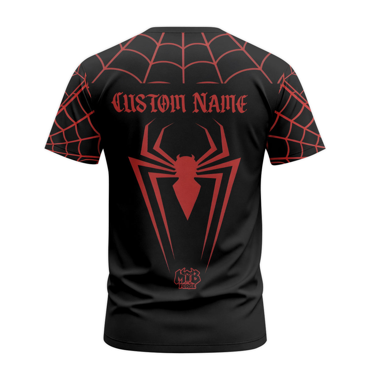 Personalized Santa Cruz Spider Web Black Red Short Sleeve Mountain Bike Jersey – Back View Mockup