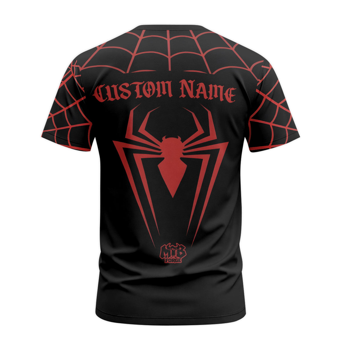 Personalized Santa Cruz Spider Web Black Red Youth Short Sleeve Mountain Bike Jersey – Back View Mockup
