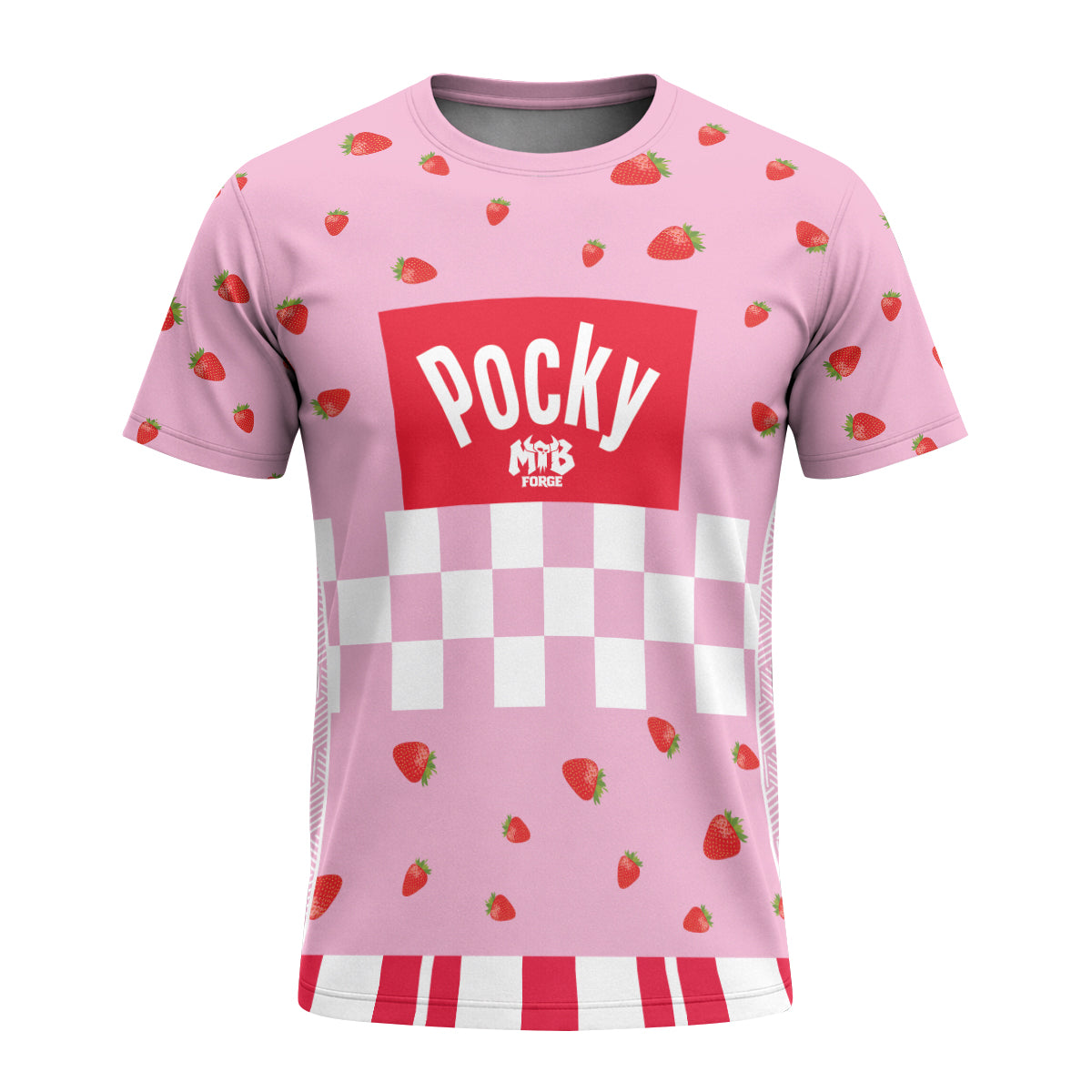 Pink Pocky Candy Youth Short Sleeve Mountain Bike Jersey – Front View Mockup