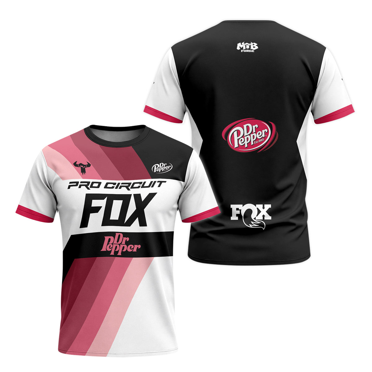Pro Circuit Dr Pepper Retro Pink Black Youth Short Sleeve Motocross Jersey – Front and Back View