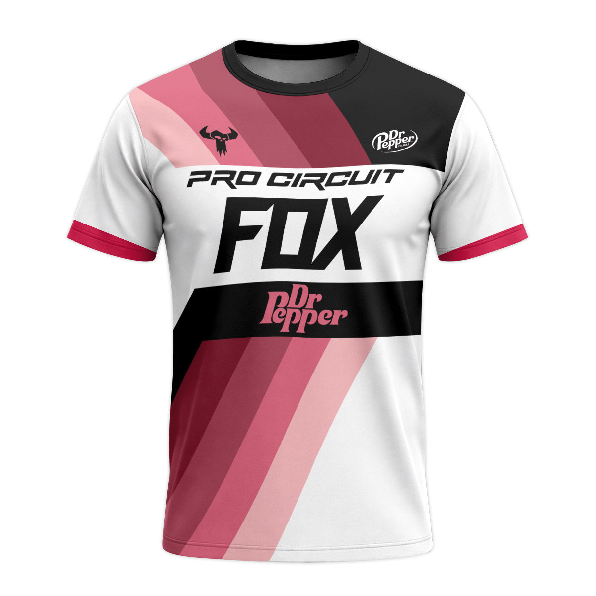 Pro Circuit Dr Pepper Retro Pink Black Youth Short Sleeve Motocross Jersey – Front View Mockup