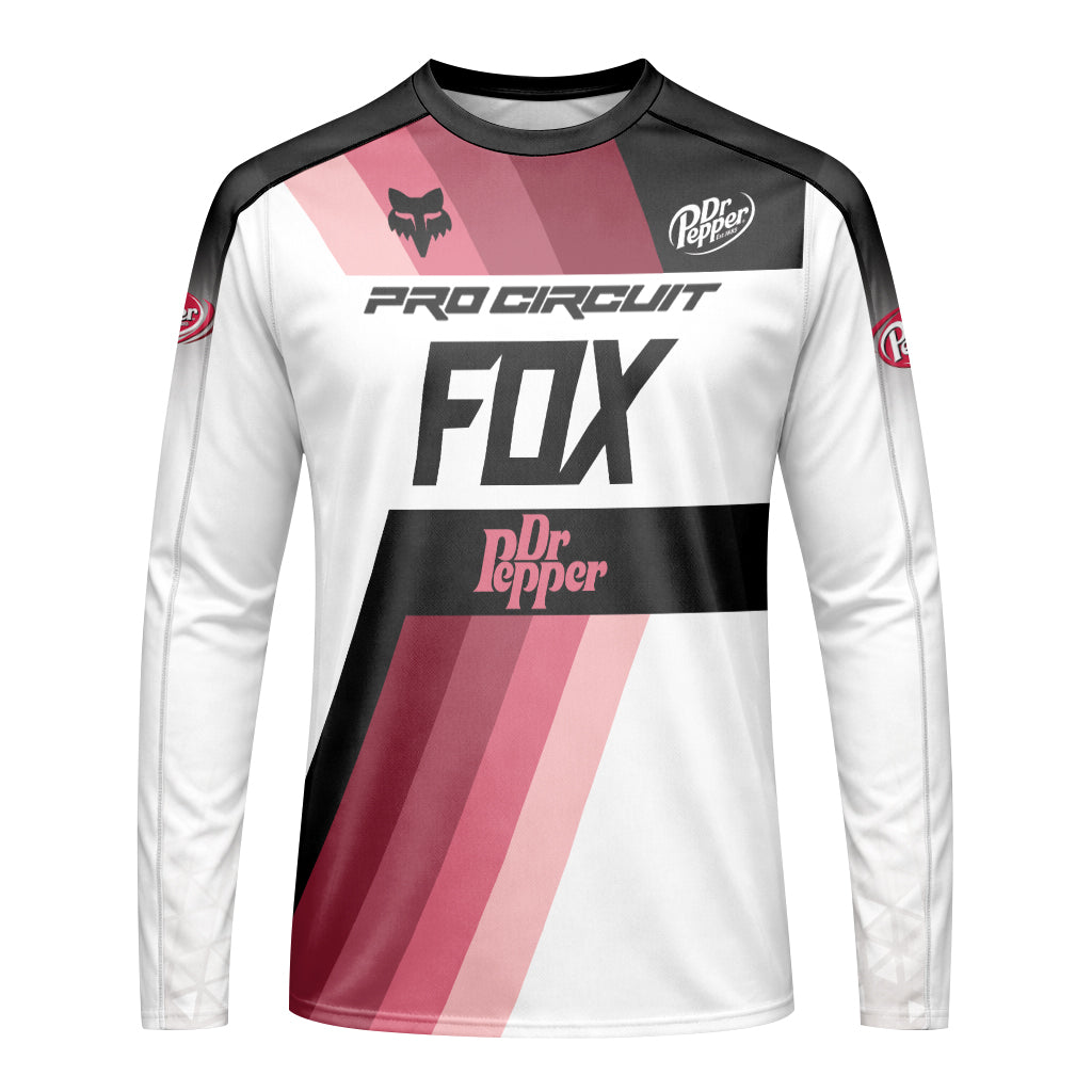 Pro Circuit Fox Dr Pepper Retro Pink Black Long Sleeve Motocross Jersey - front view mockup