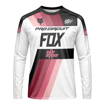 Pro Circuit Fox Dr Pepper Retro Pink Black Long Sleeve Motocross Jersey - front view mockup