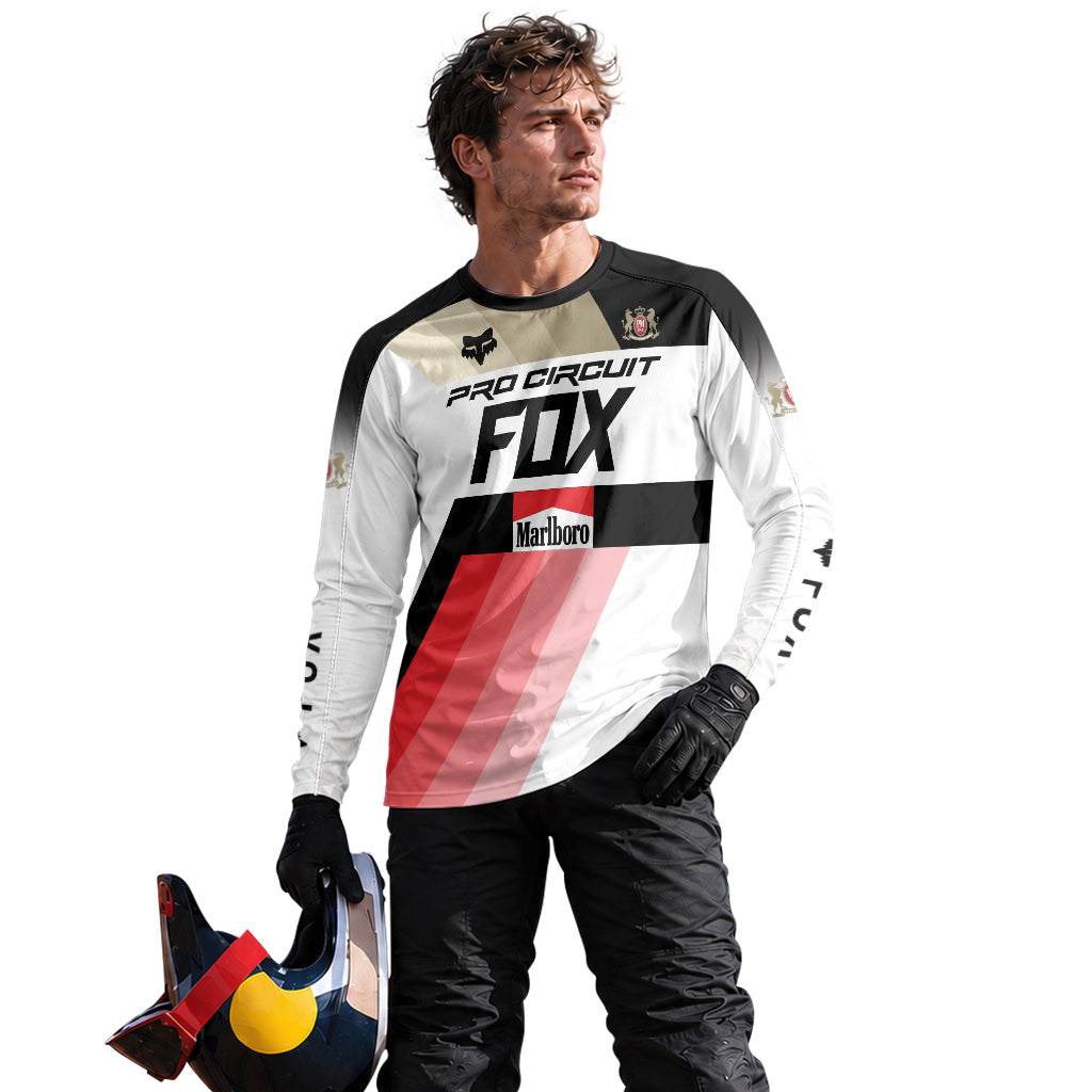 Pro Circuit Fox Marlboro Retro Red Black Factory Long Sleeve Motocross Jersey - lifestyle view
