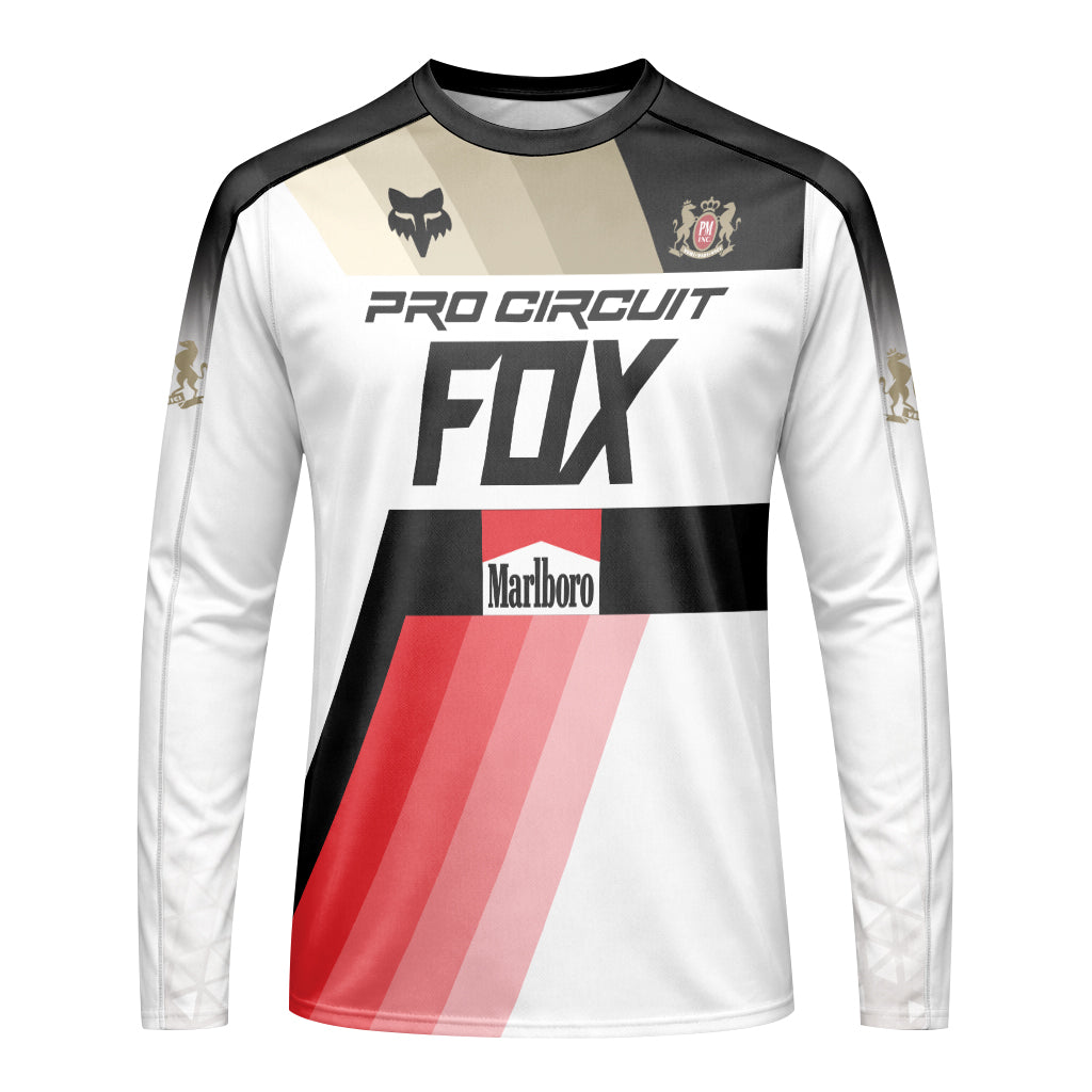 Pro Circuit Fox Marlboro Retro Red Black Factory Long Sleeve Motocross Jersey - front view mockup