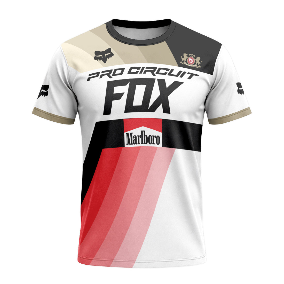 Pro Circuit Fox Marlboro Retro Red Black Factory Short Sleeve Motocross Jersey - front and back view