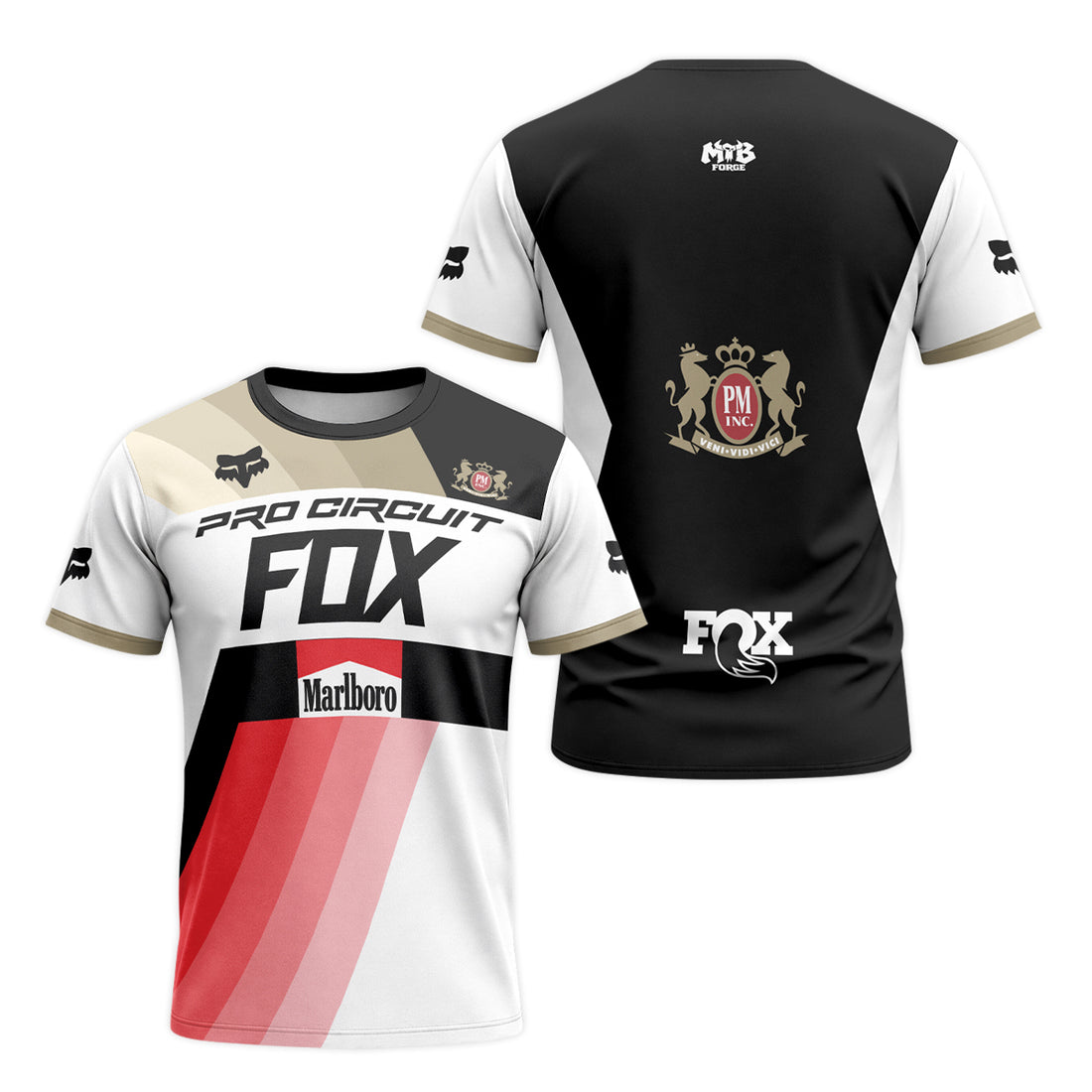 Pro Circuit Fox Marlboro Retro Red Black Factory Short Sleeve Motocross Jersey - front and back view