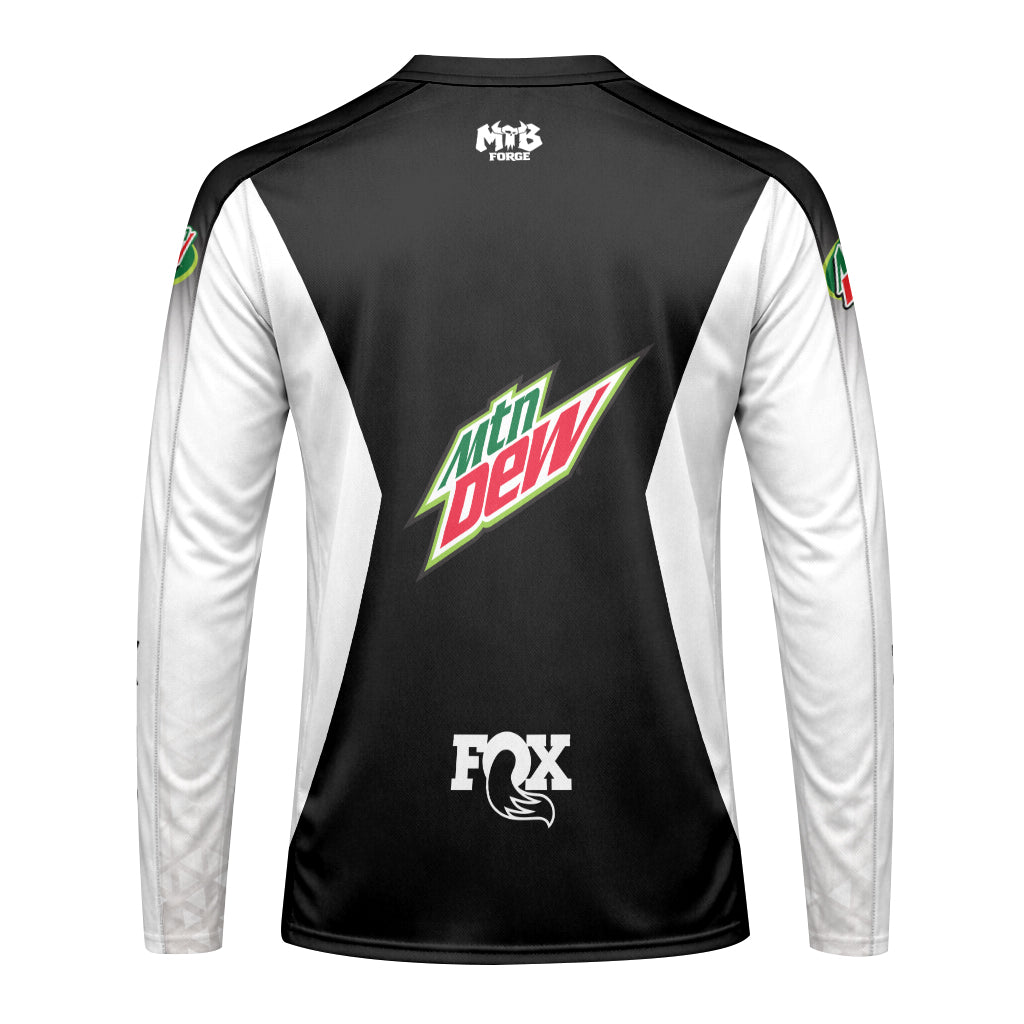 Pro Circuit Fox Mountain Dew Retro Green Red Long Sleeve Motocross Jersey - front view mockup