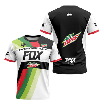 Pro Circuit Fox Mountain Dew Retro Green Red Short Sleeve Motocross Jersey - front and back view