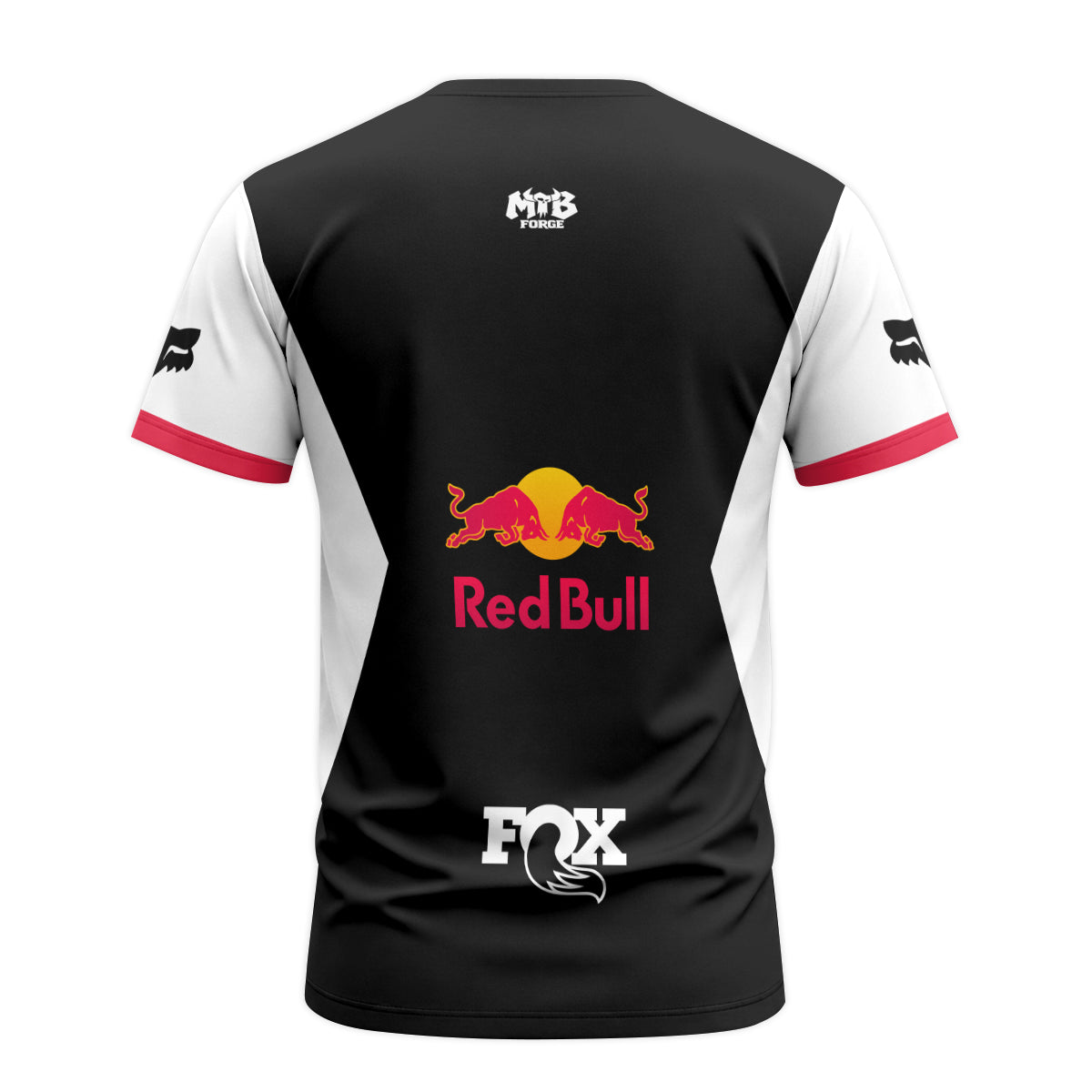 Pro Circuit Fox Red Bull Retro Racing Black White Short Sleeve Motocross Jersey - back view mockup