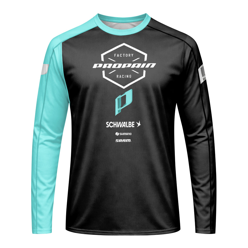 Propain Factory Racing Black Aqua Long Sleeve Mountain Bike Jersey
