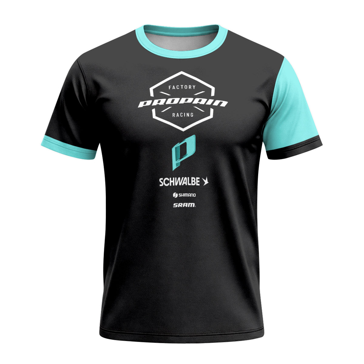 Propain Factory Racing Black Aqua Short Sleeve Mountain Bike Jersey