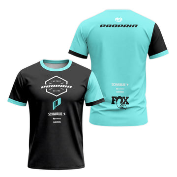 Propain Factory Racing Black Aqua Short Sleeve Mountain Bike Jersey