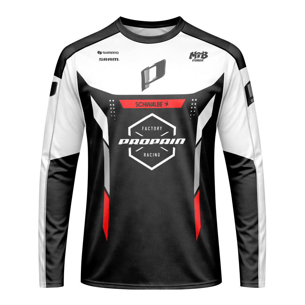 Propain Factory Racing MTB Black White Red Long Sleeve Mountain Bike Jersey