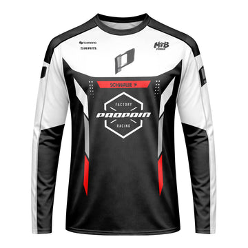 Propain Factory Racing MTB Black White Red Long Sleeve Mountain Bike Jersey