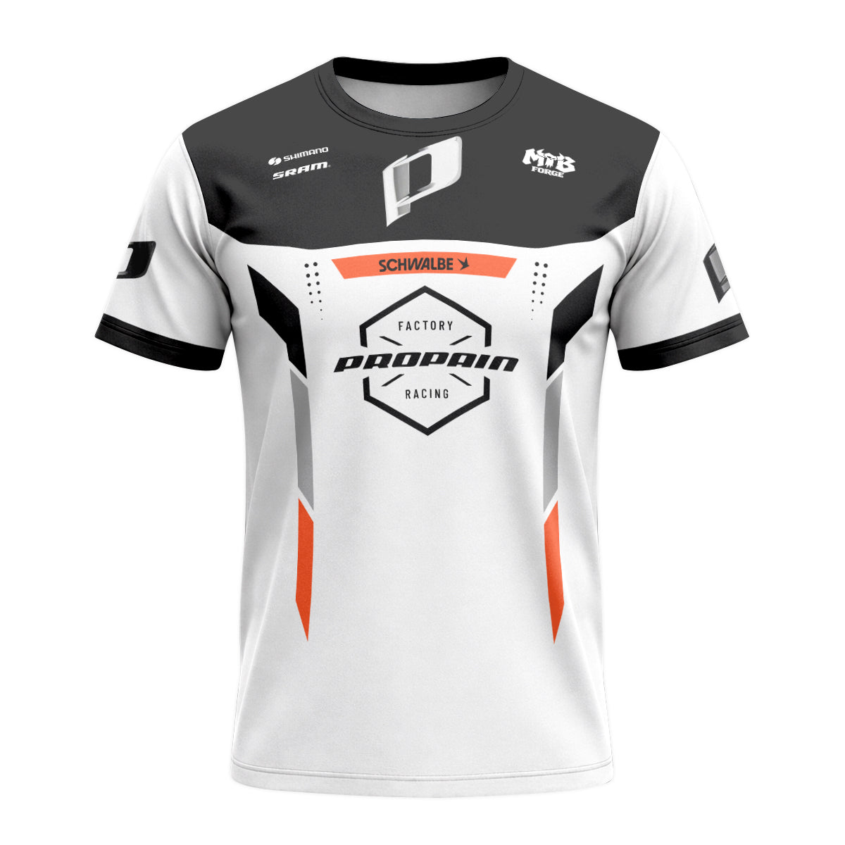 Propain Factory Racing MTB White Orange Short Sleeve Mountain Bike Jersey