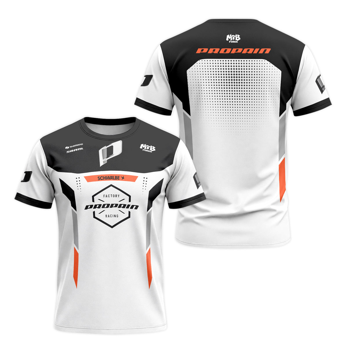 Propain Factory Racing MTB White Orange Short Sleeve Mountain Bike Jersey